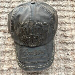 Hard Rock Couture Hollywood FL Brown Distressed Hat Faux Suede Adjustable NWT